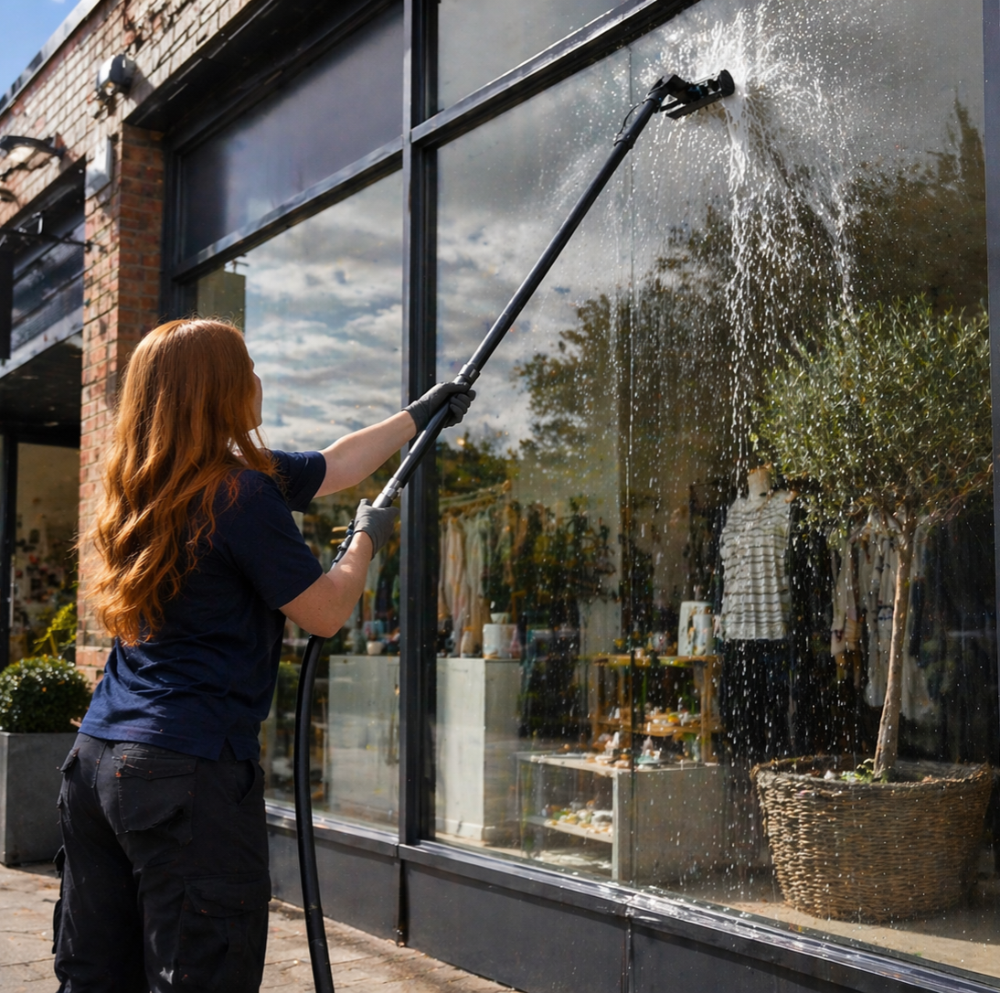 Commercial window cleaning by LARC Exteriors
