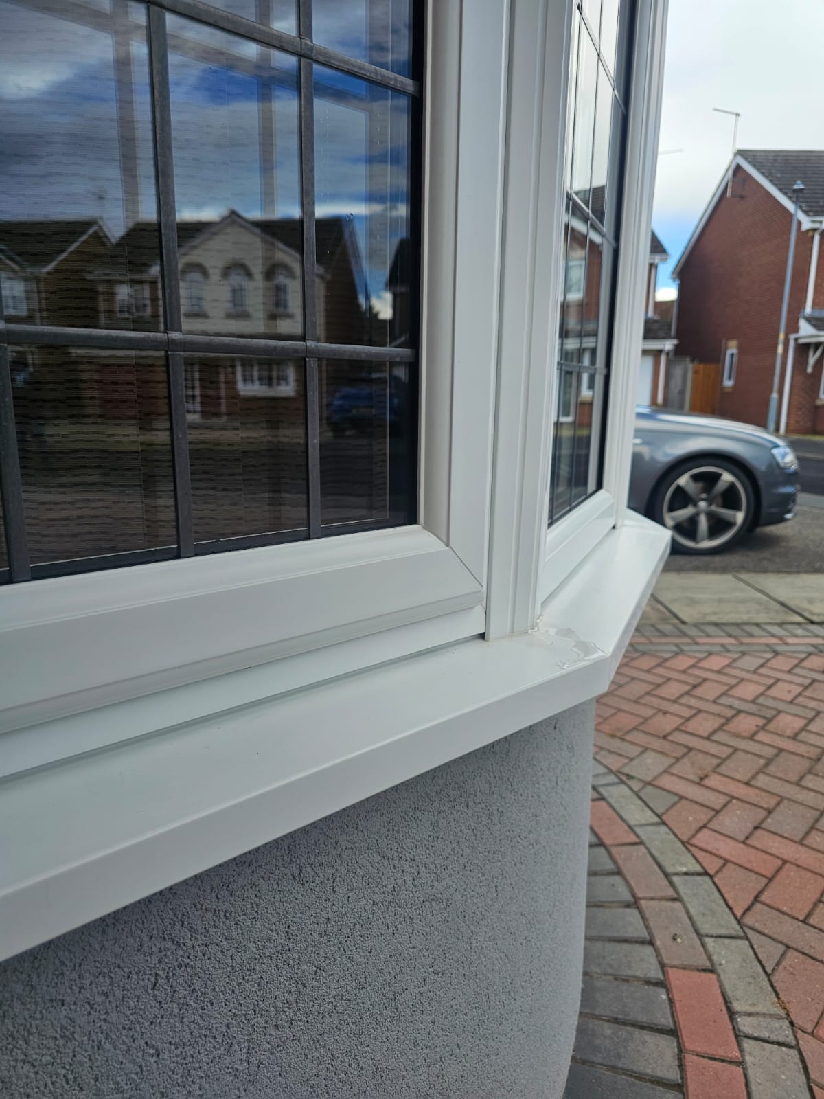 After window cleaning showing a clean sill, frame and glass
